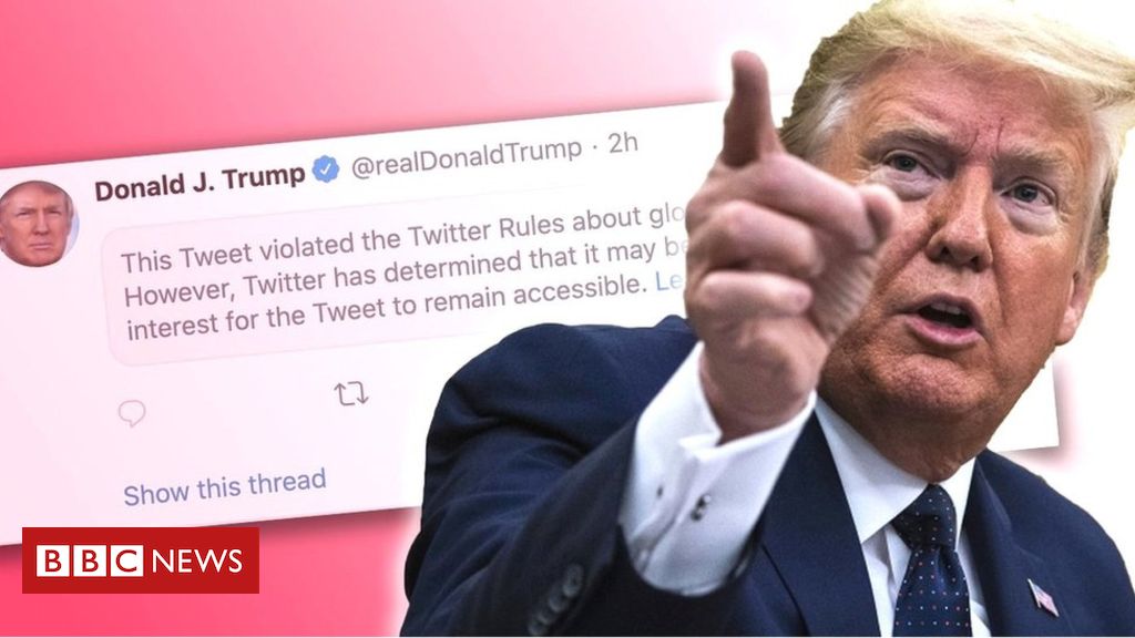 Twitter hides Trump tweet for 'glorifying violence'